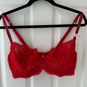Victoria’s Secret Dream Angels Push Up Without Padding Red Lace Bra 38DD NWT